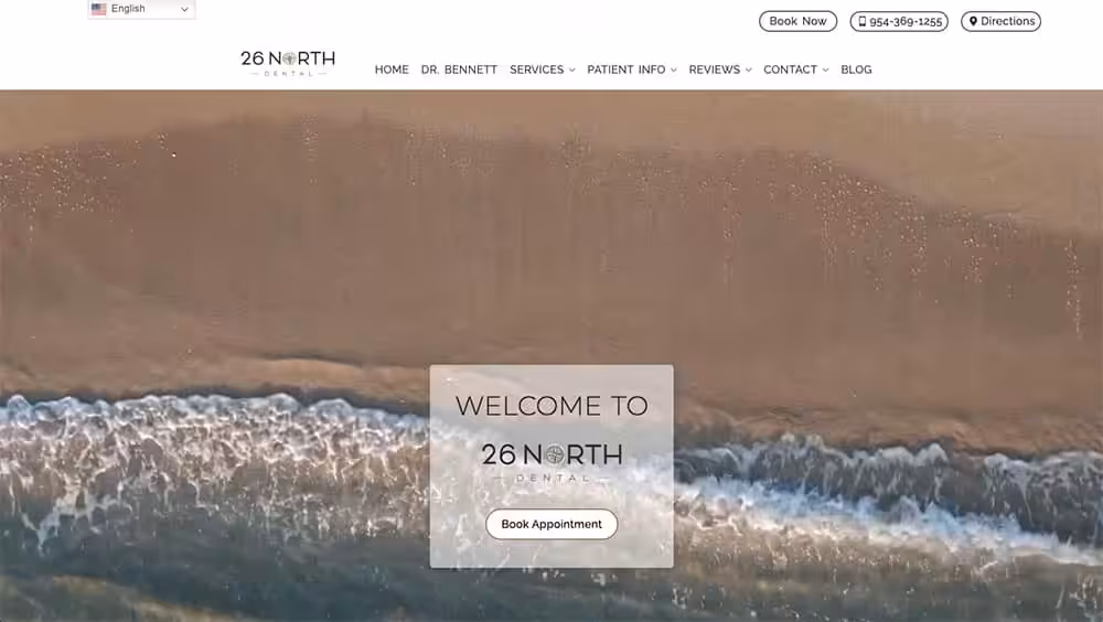 26 North Dental - Website design for a dentist in Parkland, Florida