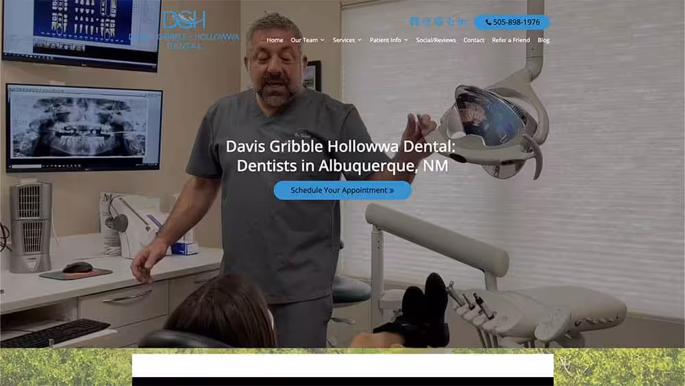 Davis Gribble Hollowwa Dental - Website design for a dentist in Albuquerque, NM