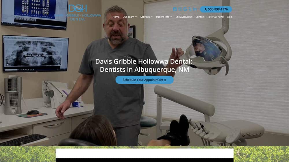 Davis Gribble Hollowwa Dental - Website design for a dentist in Albuquerque, NM
