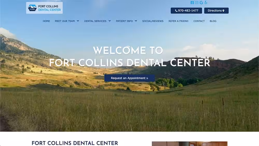 Fort Collins Dental Center - Website design for a dentist in Fort Collins, CO