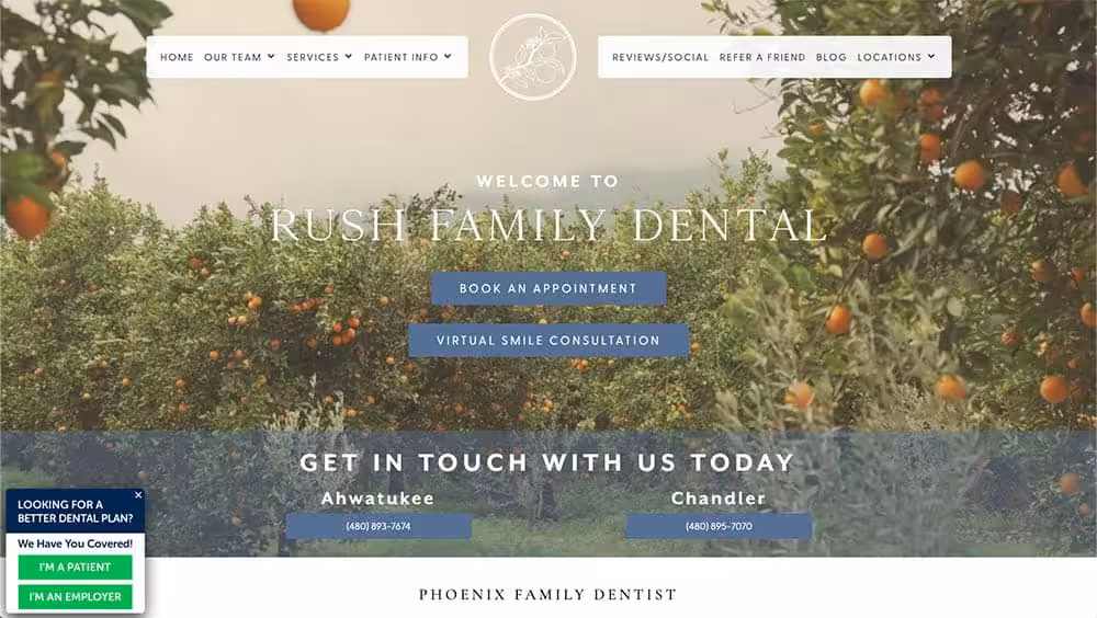 Rush Family Dental - Website design for a dentist in Phoenix, AZ