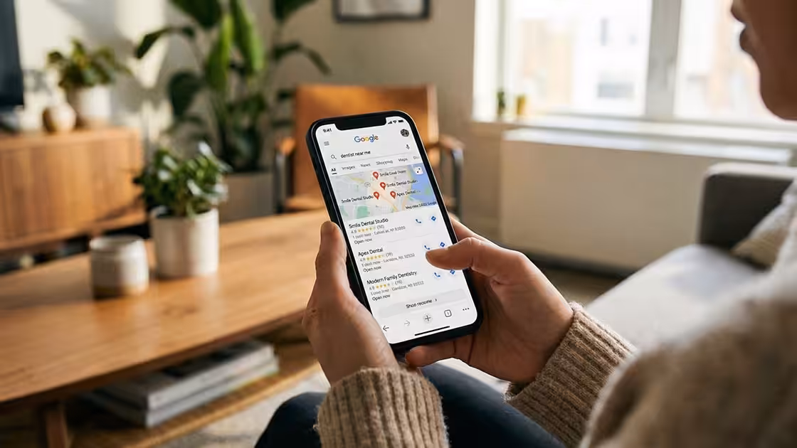 Patient searches google on smartphone